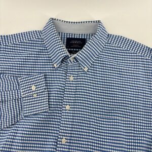 Charles‎ Tyrwhitt Weekend Shirt Men's XL Blue White Check Classic Fit Non Iron
